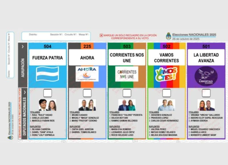 Cómo será la boleta única de papel con la que se votará a diputados nacionales en la Provincia